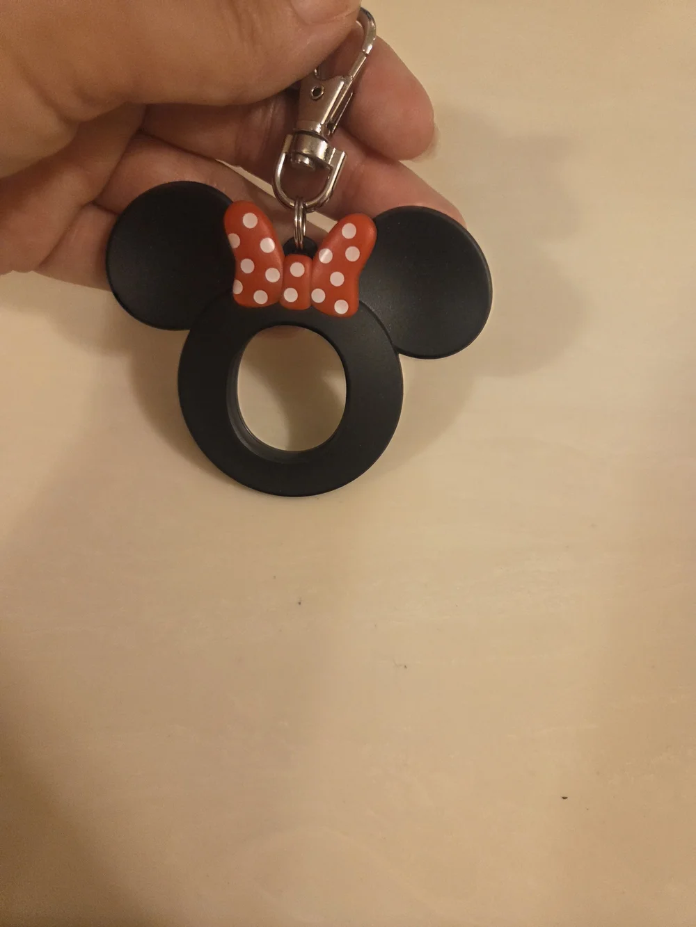Kids Black Minnie-Style Keychain with Red Polka Dot Bow